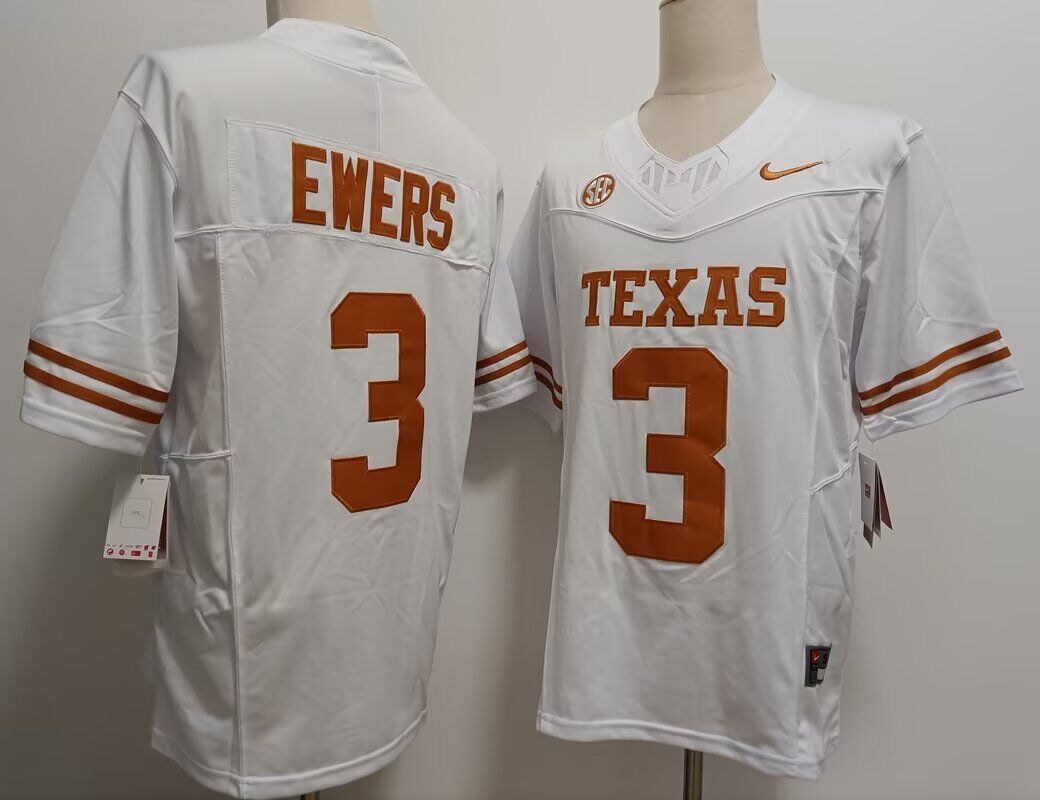 Men Texas Longhorns #3 Quinn Ewers White Nike 2024 NCAA jersey